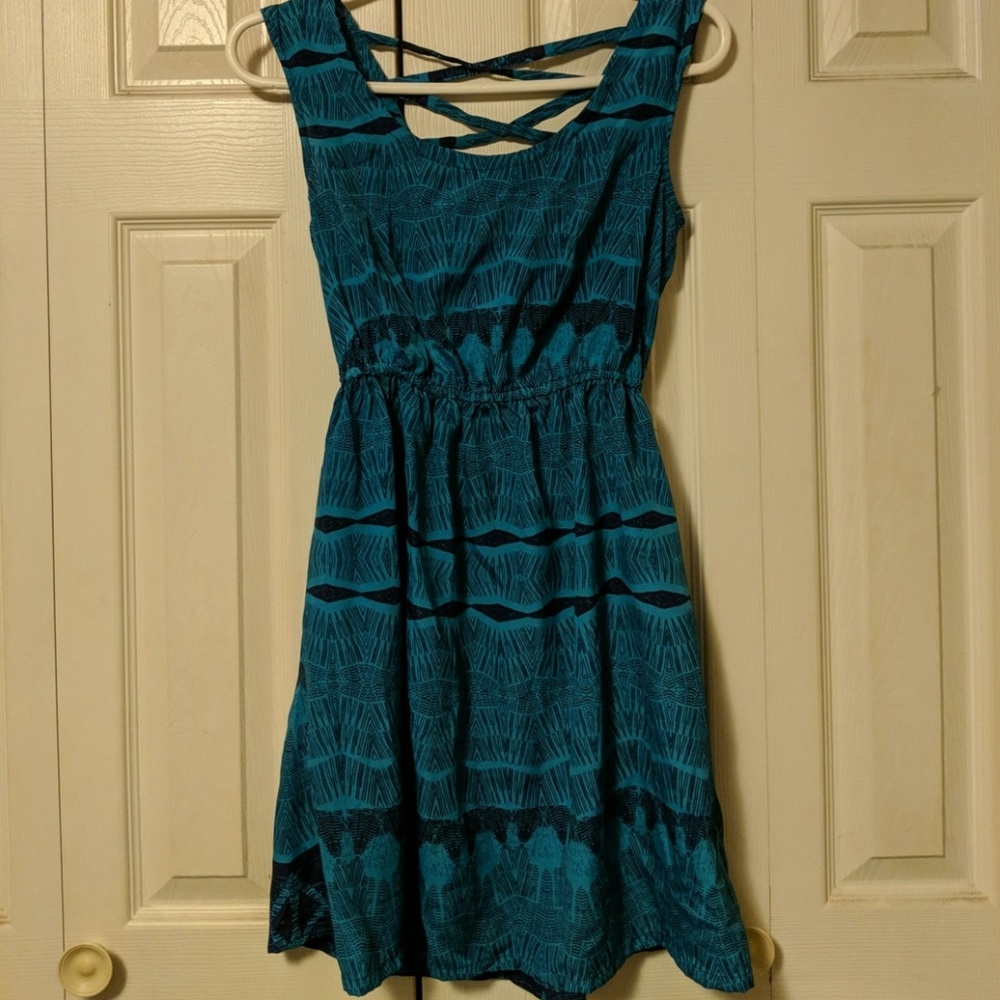 Xhilaration blue dress with criss cross back